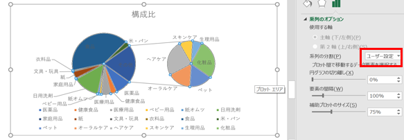 円グラフ系列オプションユーザー設定画像